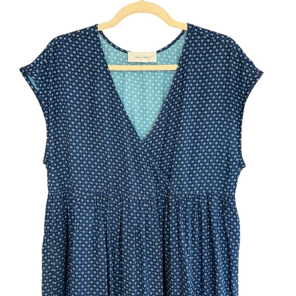 American Vintage Colette Mini Dress Navy Blue Ditsy Floral Size M/L Cottagecore - Picture 1 of 2